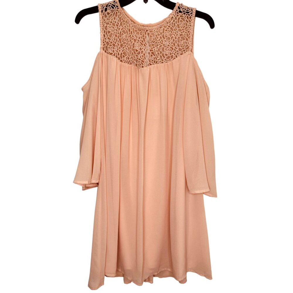 Women Peach Cut Out Shoulder Dress Size L